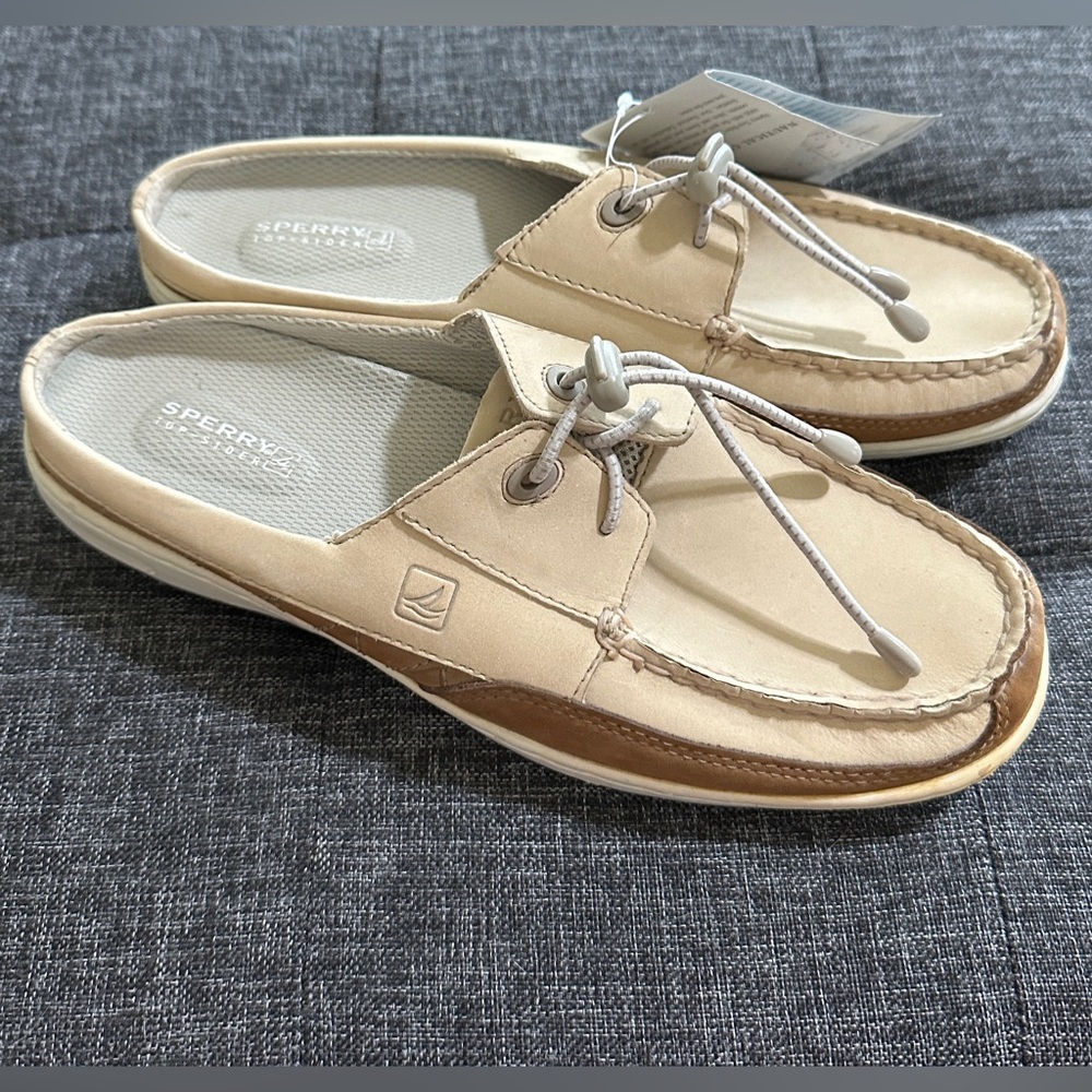 Sperry Top-Sider, Leather, Slide On, Mule, Size 9 Women, Nautical, Light Tan⛵️